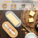 Butter Dish with Lid, Butter Container for Countertop, Butter Tray Butter Keeper with Bamboo Lid and Stainless Steel Knife, Glass Butter Dish Perfect for East/West Coast Butter (Vertical grain)