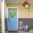 2 x St. Patrick's Day Decorations Wooden Shamrock Door Wreath for Front Door Welcome Sign, Farmhouse St. Patrick's Decor Hanging Sign Outdoor Indoor Shamrock Clover Spring Wall Home Decor