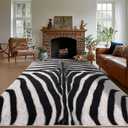 Zebra Rug Area Rugs for Living Room, 8x10 Large Animal Print Rug Machine Washable for Bedroom Dining Room Western Home Decor Non-Slip Low Pile Indoor Floor Carpet