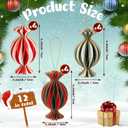 12 Pcs Red Green Christmas Decorations 4" 3D Candy Paper Honeycomb Ornaments for Tree Magnetic Glitter Edge Paper Honeycomb Lanterns for Christmas Tree New Year's Christian Table Decor (Multi Color)