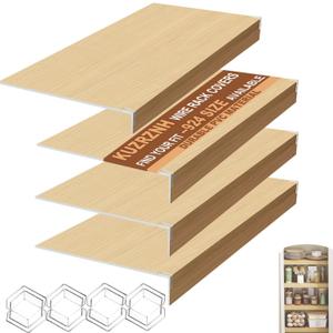 Wire Shelf Covers Set of 4, 30x12x3 in, Durable PVC Shelf Cover for Wire Shelving Pantry, Kitchen Faux Wood Rack Covers, Moisture-Resistant & Easy-to-Clean Organizer Liners, Original Wood