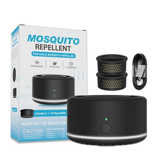 Mosquito Repellent Outdoor Patio, Portable Repellent Device Plant-Derived Mosquito Repeller, Rechargeable Personal Shield for Camping & Outdoor (2 Refills Included)