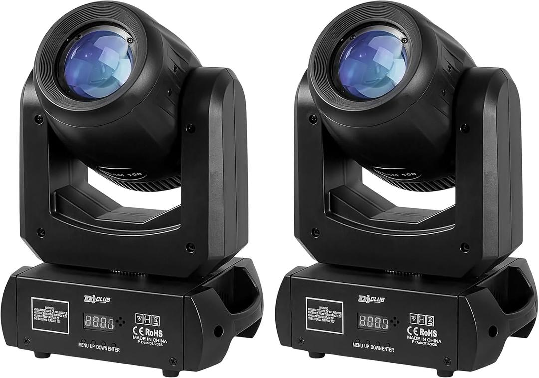 100W LED Moving Head Lights Beam 14Gobos 11Colors 8 Face Roto Prism Super Bright Silent Cooling System Dj Disco Light Spotlight Stage Light for Wedding Party Church Live Show Club (2 Pack)