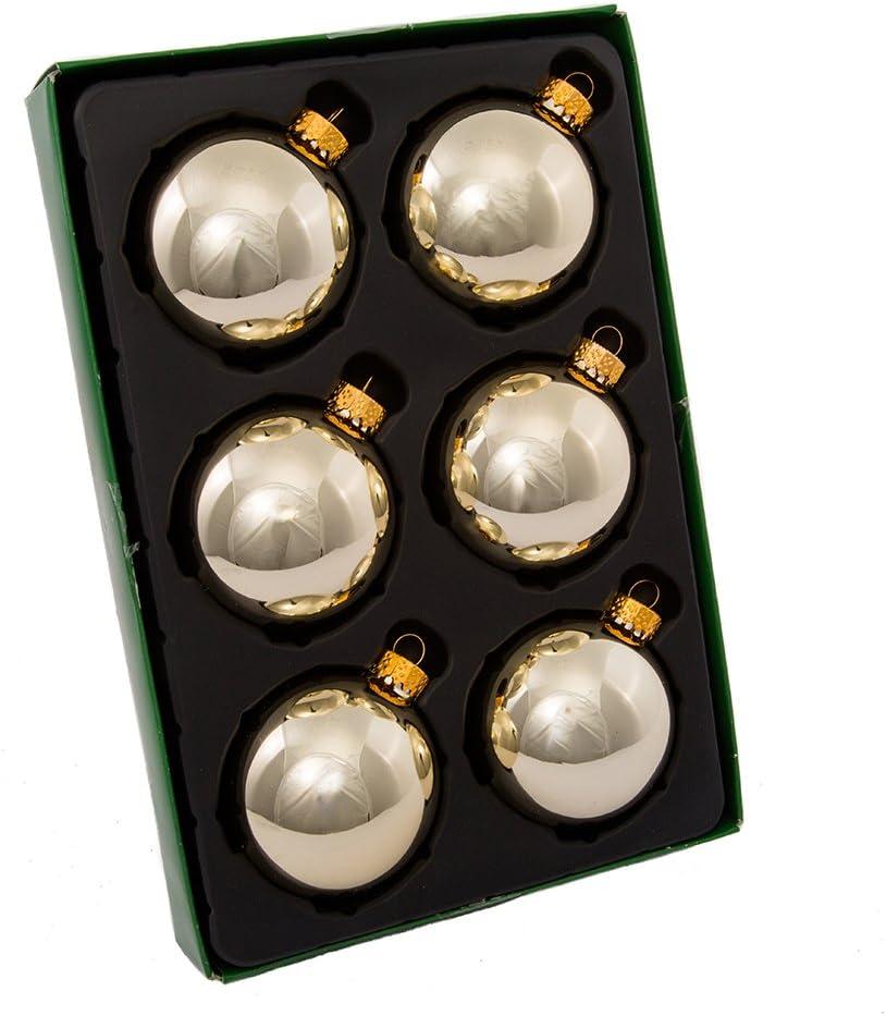 Kurt Adler 6 Piece Shiny Gold Glass Ball Ornament Box Set, 65mm