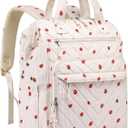 Crochet Bag Backpack, Yarn Storage, Large Crochet Storage Organizer for Knitting & Crochet Accessories, Kawaii Corduroy Crochet Supplies, Christmas Gifts for Women, Beige Strawberries