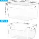 6 PCS Clear Plastic Storage Bins, 2-Sizes Stackable Storage Containers, Pantry Organizers and Storage with Handles, Perfect for Bathroom,Cabinet,Cupboard,Kitchen,Fridge,Closet Organization