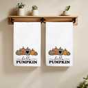 2 x Hello Pumpkin Fall Kitchen Towels Gifts for Women Men, Farmhouse Pumpkin Decor Dish Towels, Autumn Hand Towels Decoration for Bathroom, (16x24 inches)