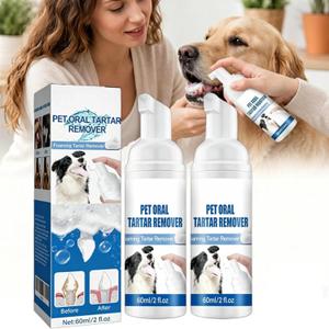 2 x 2PCS Pet Oral Tartar Remover Spray,Pets Oral Tartars Removers Foaming Tartars,Natural Plant Formula, No Brushing Daily Dental Cleaning Supplies, Support Healthy Gums, for Dogs Cats