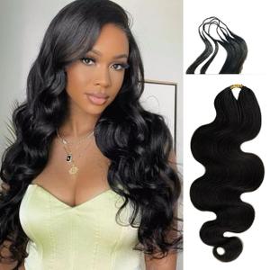 100% Human Hair Body Wave Knotless Pre-Separated Crochet Hair feather crochet human hair extensions for Women Natural Color 18 Inch 120g
