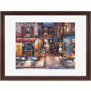 MCS 18x24 Puzzle Frame for Finished Puzzles, Walnut Woodgrain Vertical & Horizontal Wall-Mounted Large Picture Display for Preservation (1-Pack)