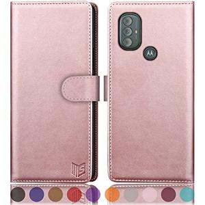 SUANPOT for Motorola（Moto G Power 2022） Wallet case 【RFID Blocking】 Credit Card Holder, Flip Folio Book PU Leather Phone case Shockproof Cover for Women Men Power2022 Rose Gold