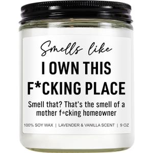 Funny Scented Candle, House Warming Gifts New Home, Housewarming Gifts for Women, Men, Couple, New Homeowner - First Apartment Essentials - Closing Presents for Home Buyers - 9 oz (White)