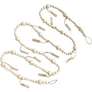 7 Feet Hanging Photo Display with Clips Boho Decor Wooden Bead Garland Birthday Photo Display Holder Frame Decoration for Dorms, Classrooms, Bedrooms