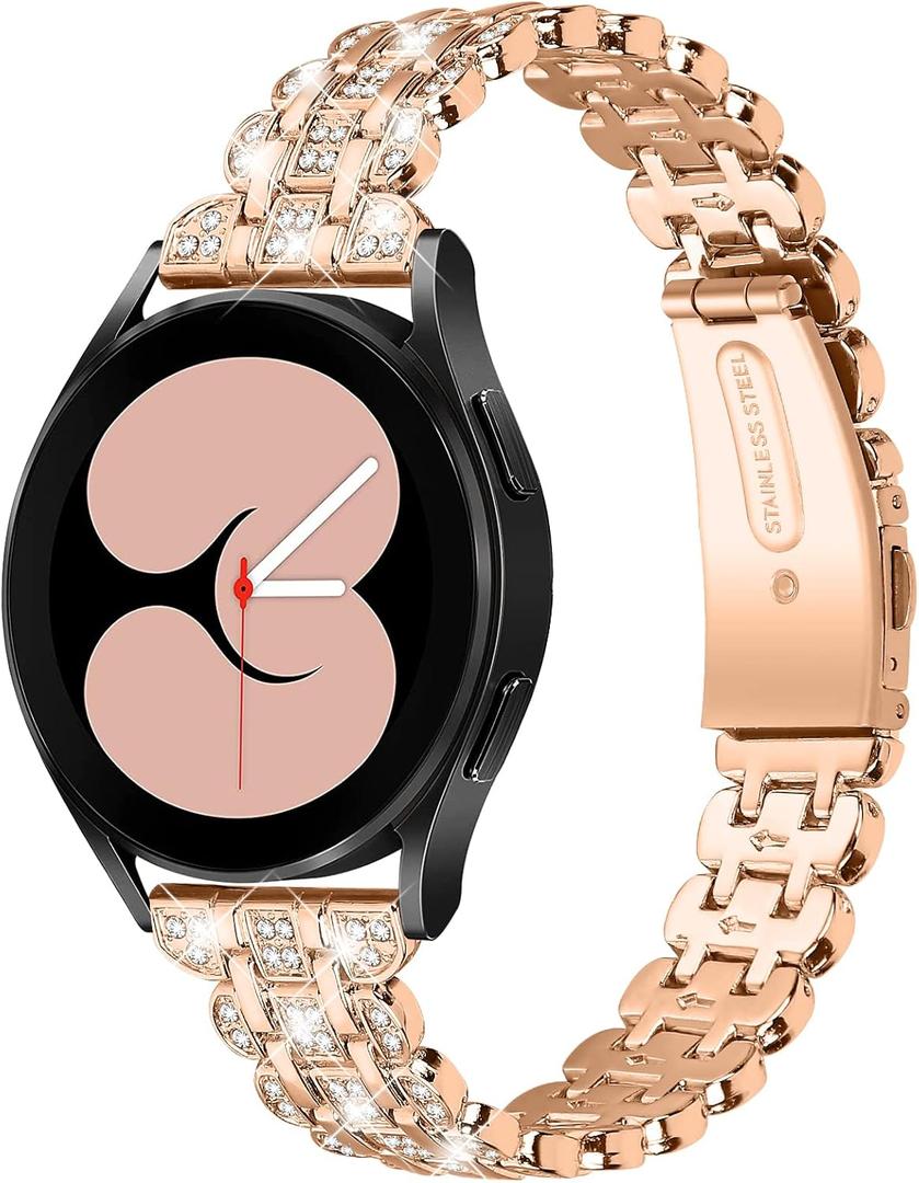 FitTurn Metal Watch Band Straps Compatible with Garmin Vivoactive 6/5/Venu 2 Plus/Venu Sq Music/Venu Sq Watch Replacement Quick Release Watch Bands Bracelet Jewelry Strap for Forerunner 570 42mm/165 Music/55/158/245/645/Approach S50/S44/S40/S12/S42 music (RoseGold)