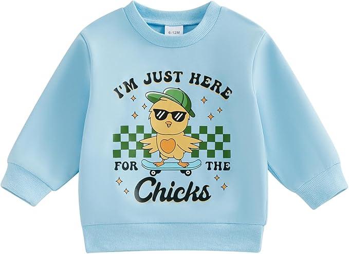 Douhoow Toddler Boy Easter Outfits Baby Boy Sweatshirts For The Chicks Seggosaurus 2-3T Boys T-shirt Tops