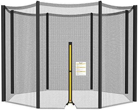Trampoline Net Replacement 14 FT Trampoline Netting Replacement for 14FT Round Frame Trampolines Enclosure Net 8 Straight Poles Sleeve Trampolines Double-Headed Zipper Protection Buckles Enhanced Hook (14FT - 8 Poles, BLACK)