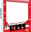 Valentines Day Photo Booth Props Frame, Love Heart Kiss Selfie Photobooth Props, Happy Valentines Day Photo Props for Wedding, Anniversary & Party Decorations