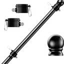 PHITRIC Flag Pole, Tangle Free Spinning Stainless Steel Rustproof Flagpole for 3x5 Sports Fan Outdoor Flags for Outside House (Black, 5FT, Without Bracket)
