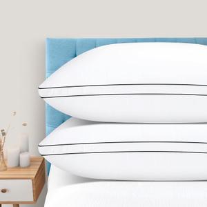 DolceLuna Pillows King Size Set of 2, Bed Pillow 2 Pack for Side & Back Sleepers, Hotel Quality Down Alternative Gusseted King Pillow for Sleeping, Soft and Supportive, White