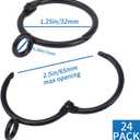 Openable Curtain Rings with Eyelets, 1.25inch Heavy Duty Rustproof Metal Drapery Rings,Shower Curtain Rings 24pcs Black Zocang