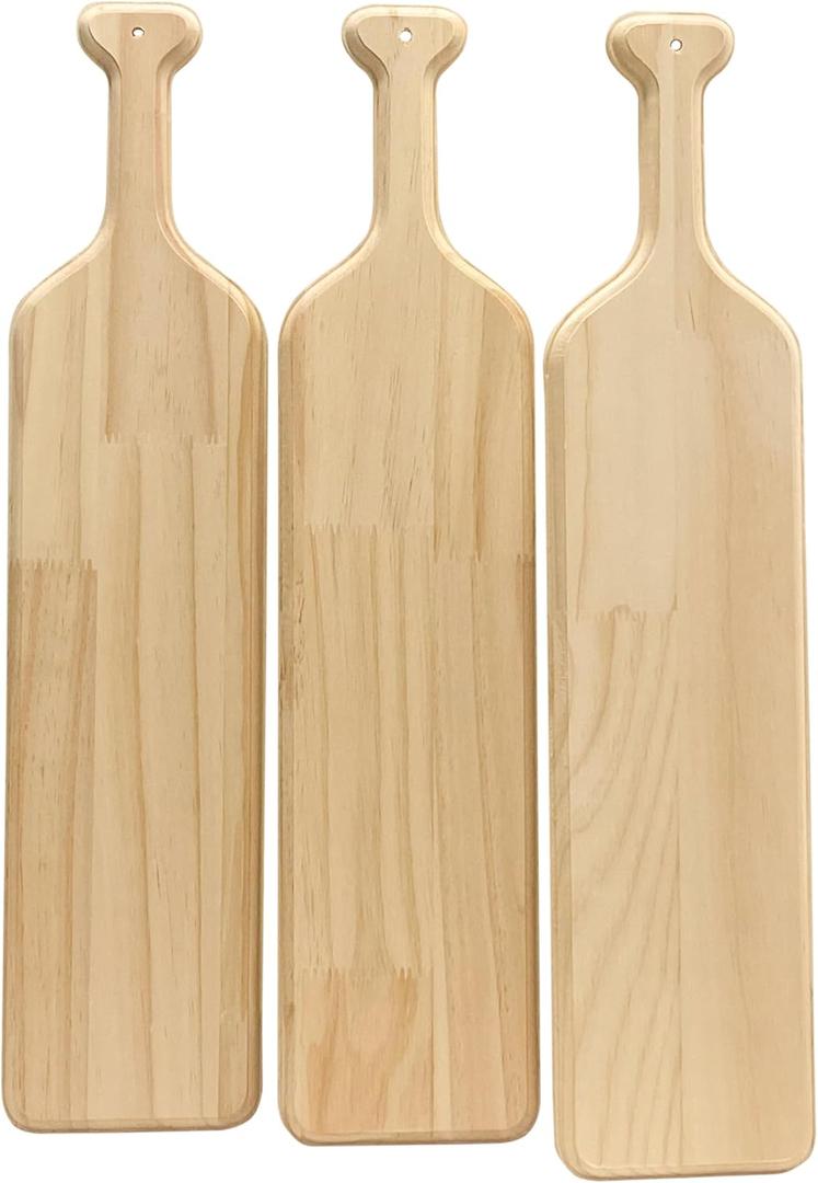 22 Inch 3-Pack Unfinished Wood Paddles Wooden Greek Paddles for Crafts Sorority/Fraternity/DIY Project/Gifts/Wall Decor(Style B Flat Handle)