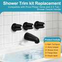 Matte Black 3 Piece Shower Knob and Bath Tub Spout Kit, for Price/Pfister Verve 3 Handles and Tub Shower Faucet, Includes 3× Shower Knob, 3× Flange Base, 1× Tub Spout for 1/2" IPS, 3/4" IPS Pipe