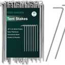 FEED GARDEN 7 Inch Tent Stakes 50 Pack Yard Inflatable Stakes for Outdoor Decorations Metal Pegs Heavy Duty Garden Hooks Camping Tent Spikes for Canopies, Tarp and Outdoor Christmas Decorations