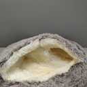 NOYAL Round Hooded Donut Dog Bed for Small & Medium Pets - Plush Fluffy Anti-Anxiety Cat Cave Bed with Cover (Large 27.5'', Gradual brown)