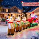 12 Feet Long Christmas Inflatables Santa Claus with Three Reindeer Built-in LED Lights, Blow Up Christmas Outdoor Decorations for Xmas Party Holiday Outdoor Garden Lawn Yard Decor
