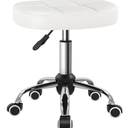 BFTOU White Minimalist Swivel Stool with Wheel Perfect for Work SPA Shop Massage Height-Adjustable and Cost-Effective Rolling Stool Chair with Square Seat