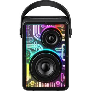 Raymate Bluetooth Speakers Wireless, 80W Speakers with Subwoofer-V5.3, HiFi Stereo Sound, Rhythmic Lighting System, 15H Playtime, 8000mAh Power Bank for Phone, Portable for Outdoor