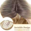 PANEWAY 16Inch Hair Toppers for Women with Thinning Hair - 6.5''x6.5'' Ladies Wiglets Toppers - Ombre Dark Root to Blonde
