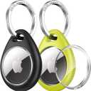 UNBREAKcable 360 Protective Case for AirTag, [2-Pack] AirTags Keyring Holder, Scratch-Resistant, Lock Design, Keychain for AirTag, TPU Full Cover Case for Key, Bag, Luggage, Pet Collar (Black&Green)