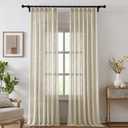 Pinch Pleated Linen Curtains for Living Room, Light Filtering Sheer Curtains 84 inches Long, Farmhouse Natural Pinch Pleat Drapes, Semi Sheer Window Linen Curtain with Hooks 2 Panels, 40"x84"