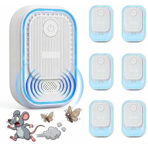 Mouse Repellent Ultrasonic Pest Repellent2026 Upgraded Mice Repellent Indoor for Rats, Moths, Insects, Fleas, Mosquitoes, Roaches, Ants, Spiders, Safe for Family & Pets(6 Pack)