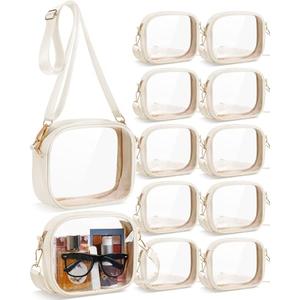 Amylove Clear Crossbody Bag TPU Transparent Bags with Adjustable Strap for Concerts Sports Women Men (White,12 Pcs)