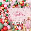 AIBIIN Merry Christmas Party Backdrop Pink Coquette Snowflakes Christmas Tree Merry Xmas Photo Photography Background Winter Wonderland Xmas Party Decoration 70.8x43.4inch