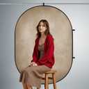 Kate Collapsible Backdrop Tan Gray Green Reversible Pop Up Backdrop 138, 5x6.5ft