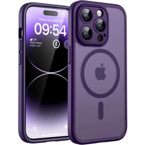 TOCOL Magnetic for iPhone 14 Pro Case, Upgraded Full Camera Protection, Compatible with Magsafe, Drop Protection, Translucent Matte Back Bumper Phone Cover 6.1-Inch (Midnight Purple)