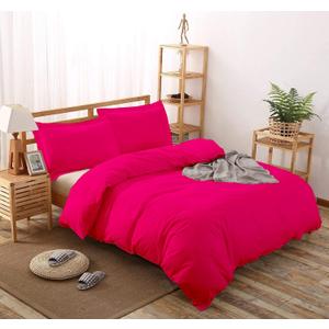 LinenHouse Premium Quality 3-Piece Duvet Cover Set with Zipper Closure & Corner Ties,Solid 1000-TC Ultra Soft Pillow Shams 100% Egyptian Cotton (Queen/Full/Full XL 90x90, Hot Pink)