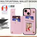 UEEBAI Wallet Case for iPhone 15 with Card Holders, PU Leather Cover Kickstand RFID Blocking Double Magnetic Clasp Rilievo Flower Shockproof Flip Case for Women Girls - White Daisy