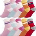 5/6/8 Girls Crew Socks, Back to School Cotton School Uniform Sock for Kids, Cute Soft Breathable Dress Socks