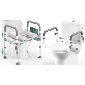 Raised Toilet Seat with Toilet Safety Rail
