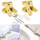 Gold Toilet Seat Hinges, Universal Fit, Complete Installation Kit, Premium Zinc Alloy, Anti-Corrosion Nylon Nuts, Adjustable Fittings