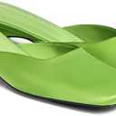 Coutgo Women's Mules Low Kitten Heel Closed Square Toe Slip On Backless Dress Shoes,Size 9 1/2, Green