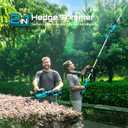 SEESII Pole & Cordless Hedge Trimmer 2-in-1: Electric Bush Trimmer with 20" Dual-Action Blade - 2 Pcs 4.0Ah Batteries, Telescopic Pole, Adjustable Rotating Head, Handheld Hedge Cutter for Tree Shrubs