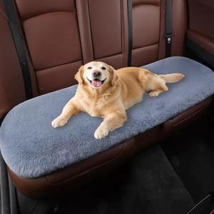 YOFANG Dog Car Seat Cover for Back Seat, 53.2"x17.7" Soft Furry Non-Slip Pet Car Cushion, Universal Fit for Backseat Extenders & Hammock, Washable Durable Car Seat Protector for Cars Trucks SUVs, Grey