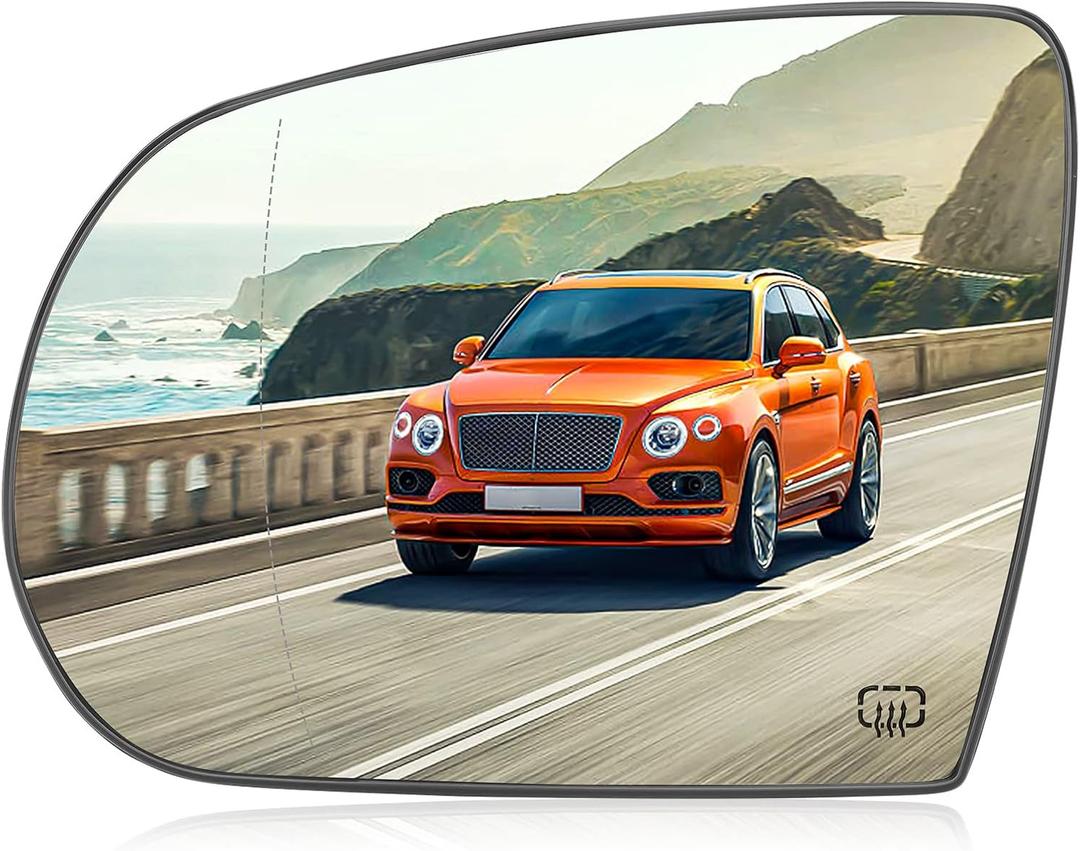 Left Driver Side Mirror Glass Replacement for 2014 2015 2016 2017 2018 2019 Jeep Cherokee, 2017 2018 2019 2020 2021 Jeep Compass Rear View Side Heated Mirror Replace 68228913AA 68228911AA