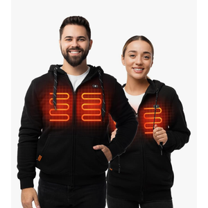 HENNCHEE Heated Hoodies for Men Women with 5V 12000mAh Battery Pack, Zip Up Hooded Sweatshirt, Heating Jacket Unisex Hunting