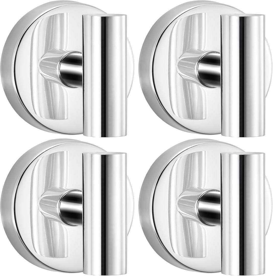 Heavy Duty Reusable Suction Cup Hooks for Shower - No Drill Bathroom/Glass/Mirror/Tiles & Metal Surfaces,and Smooth Non-Porous Surfaces for Towels, Robes, Loofahs (4, Chrome Polished)